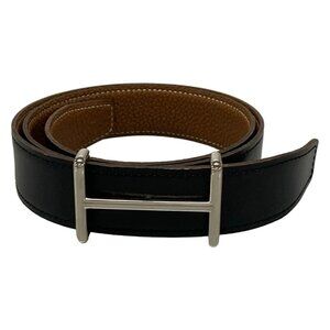HERMES H d'Ancre - Black Gold Box Calf Togo Square H Belt